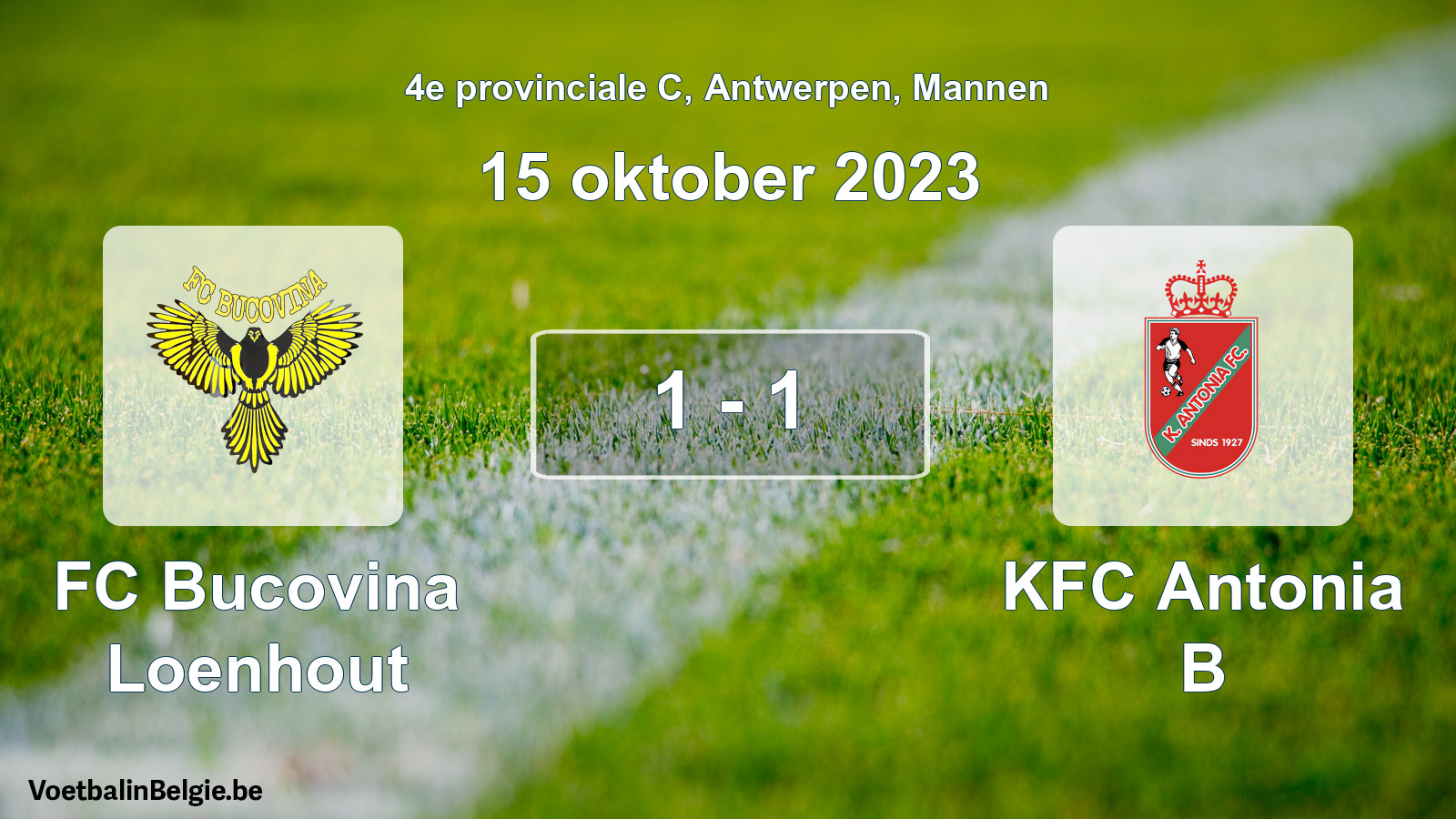 Gespeelde wedstrijd mannenvoetbal: FC Bucovina Loenhout - KFC Antonia B 1 - 1 (15 oktober 2023)