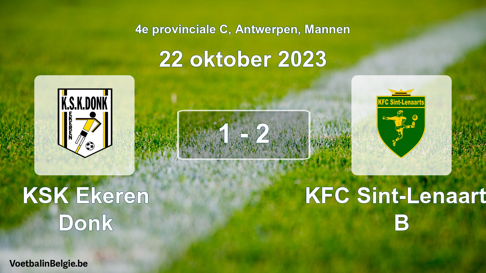 Gespeelde wedstrijd mannenvoetbal: KSK Ekeren Donk - KFC Sint-Lenaarts B 1 - 2 (22 oktober 2023)