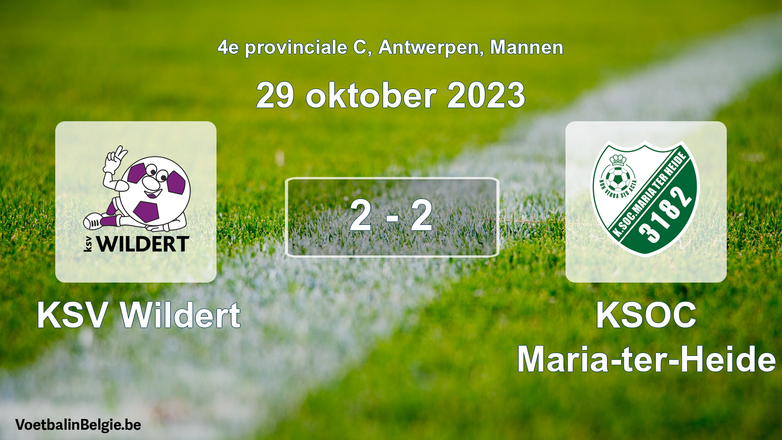 Gespeelde wedstrijd mannenvoetbal: KSV Wildert - KSOC Maria-ter-Heide 2 - 2 (29 oktober 2023)