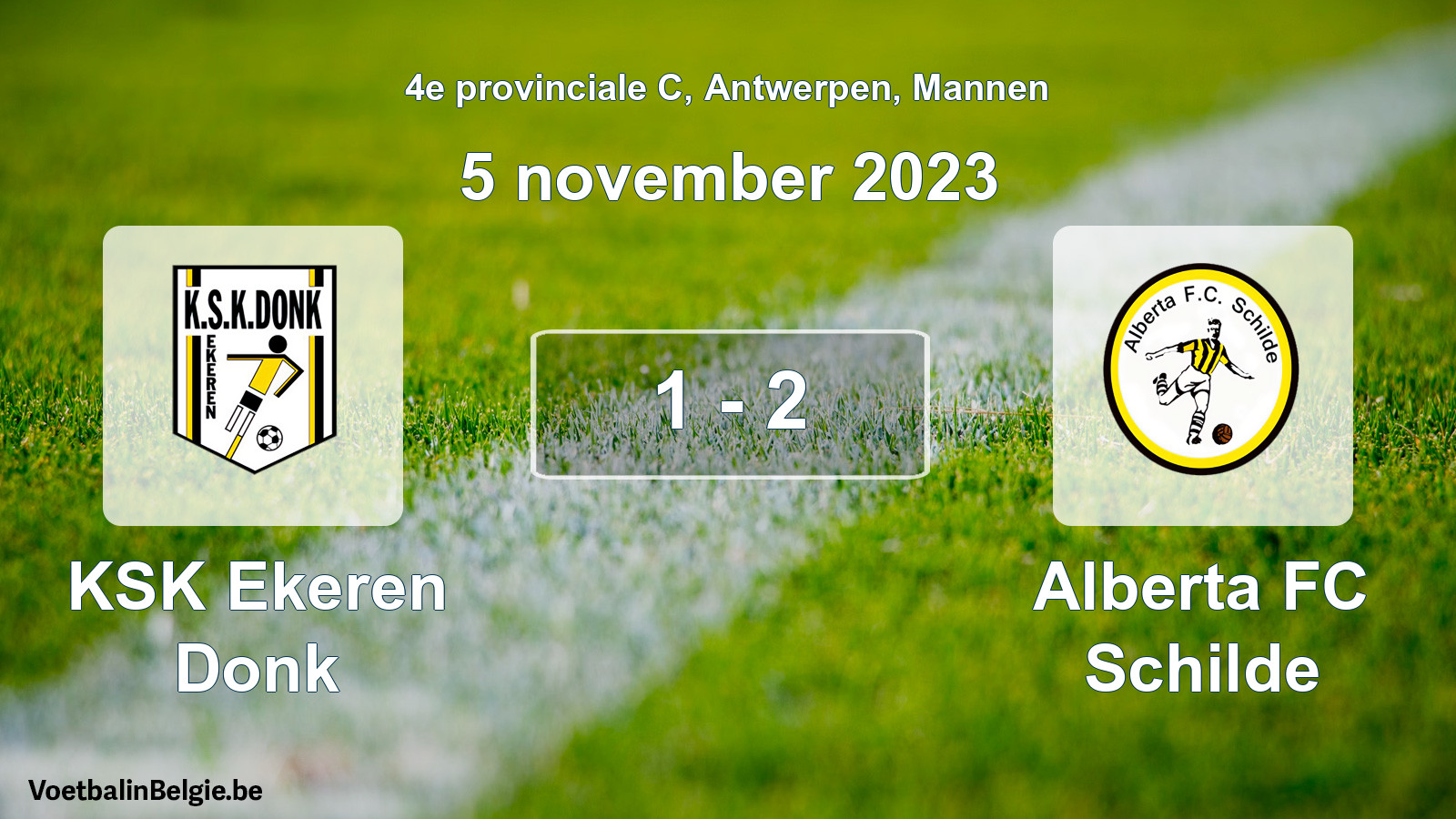 Gespeelde wedstrijd mannenvoetbal: KSK Ekeren Donk - Alberta FC Schilde 1 - 2 (5 november 2023)