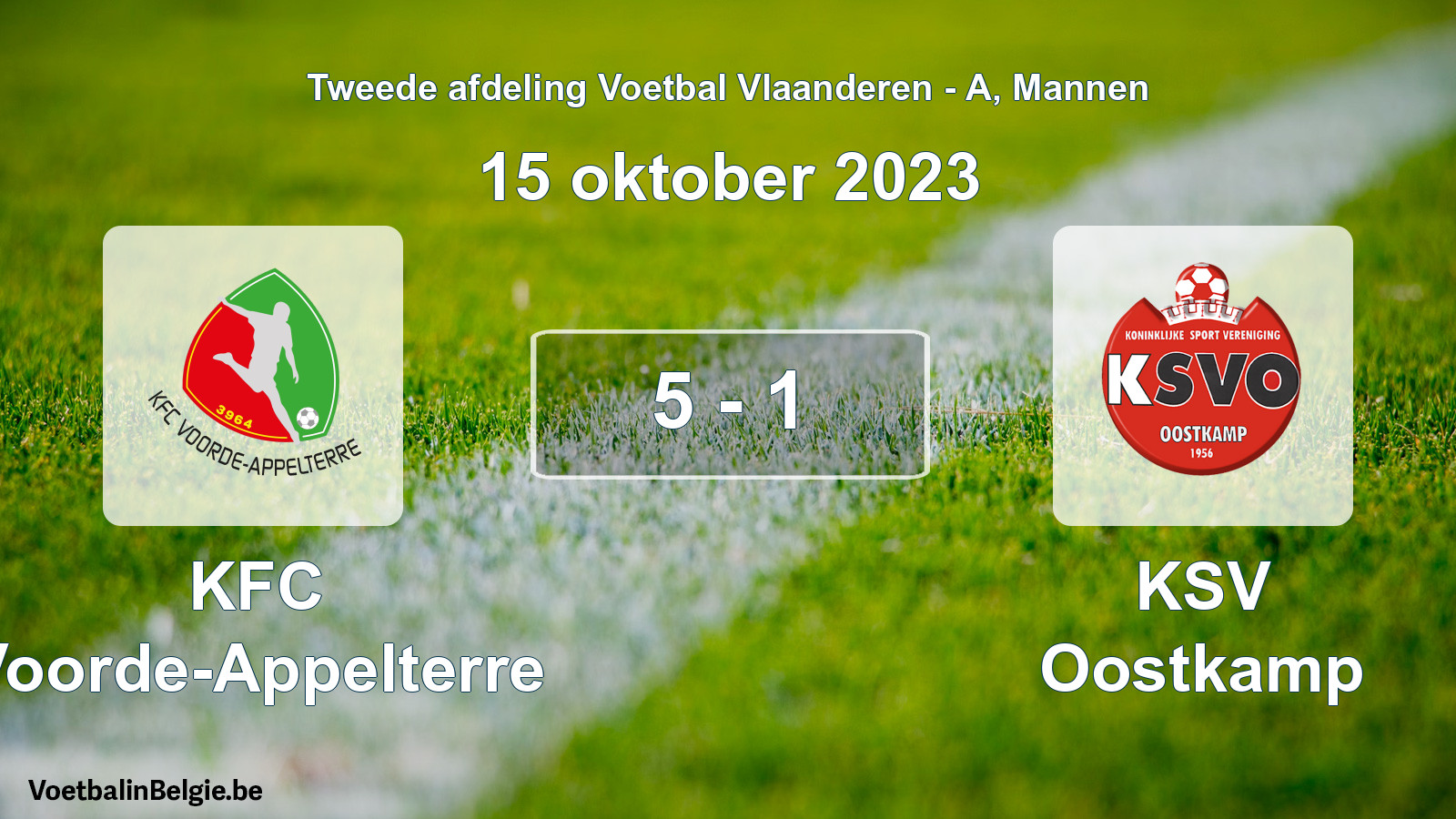 Gespeelde wedstrijd mannenvoetbal: KFC Voorde-Appelterre - KSV Oostkamp 5 - 1 (15 oktober 2023)