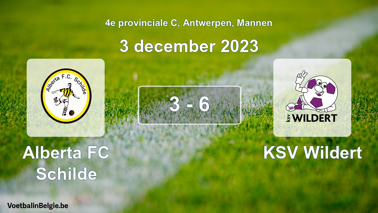 Gespeelde wedstrijd mannenvoetbal: Alberta FC Schilde - KSV Wildert 3 - 6 (3 december 2023)