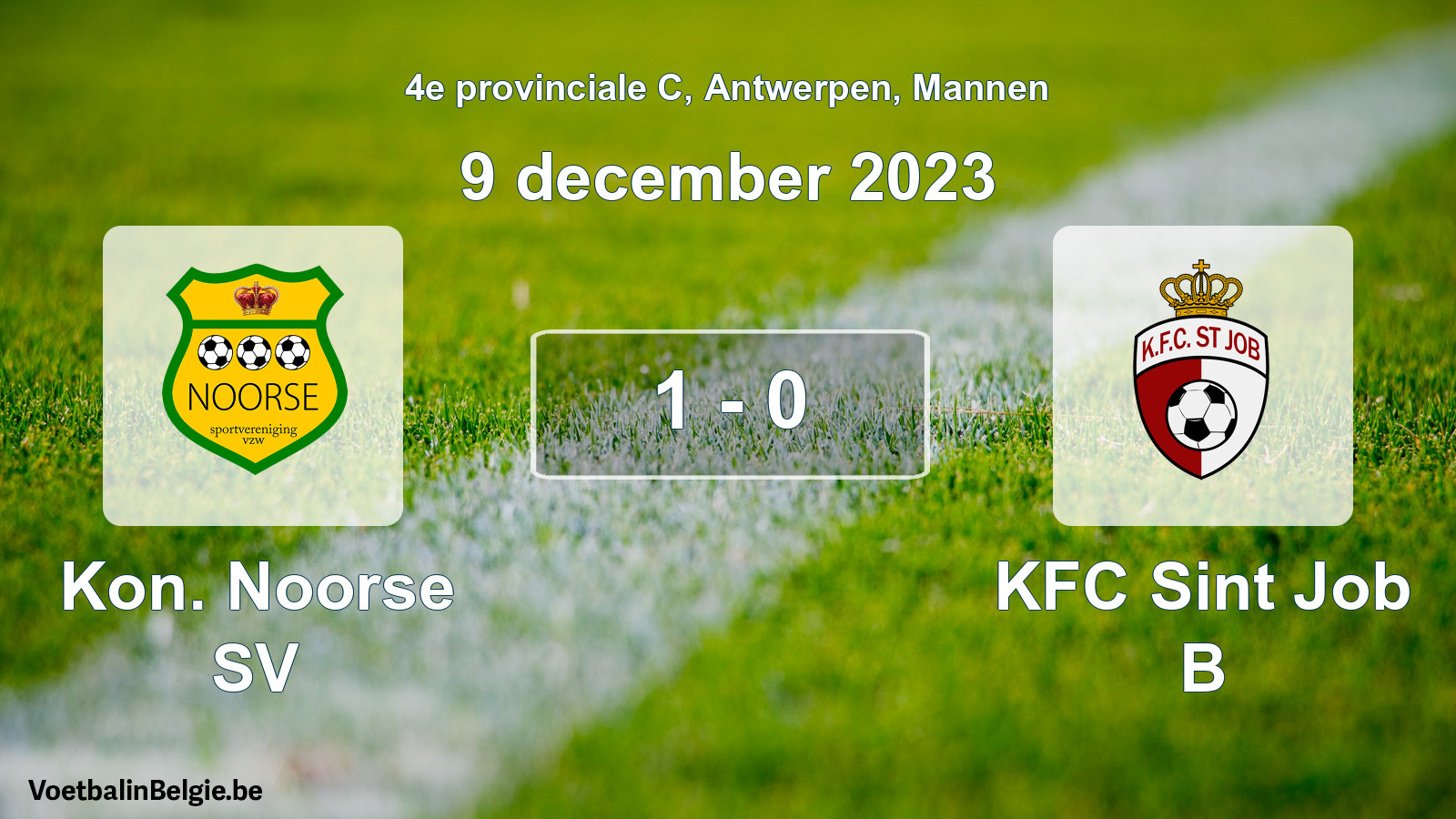 Gespeelde wedstrijd mannenvoetbal: Kon. Noorse SV - KFC Sint Job B 1 - 0 (9 december 2023)
