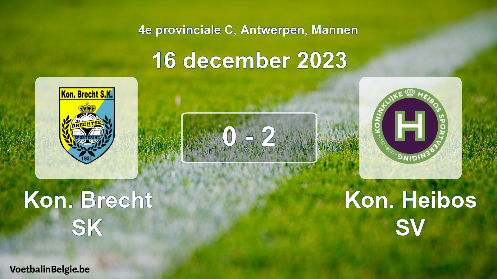 Gespeelde wedstrijd mannenvoetbal: Kon. Brecht SK - Kon. Heibos SV 0 - 2 (16 december 2023)