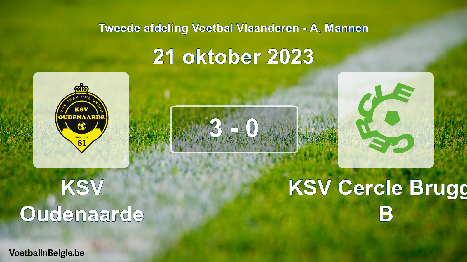 Gespeelde wedstrijd mannenvoetbal: KSV Oudenaarde - KSV Cercle Brugge B 3 - 0 (21 oktober 2023)