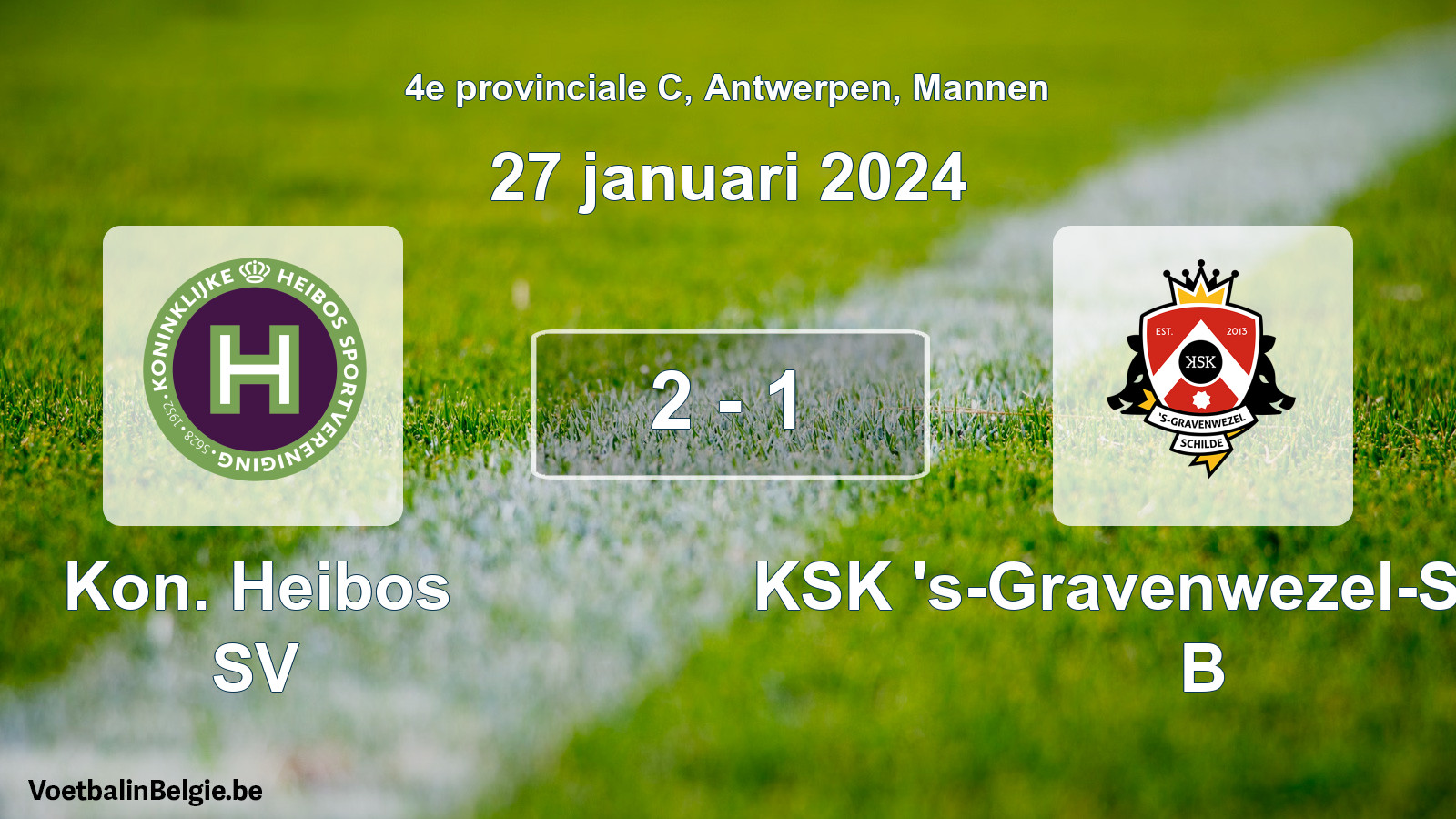 Played match men football: Kon. Heibos SV - KSK 's-Gravenwezel-Schilde B 2 - 1 (27 January 2024)