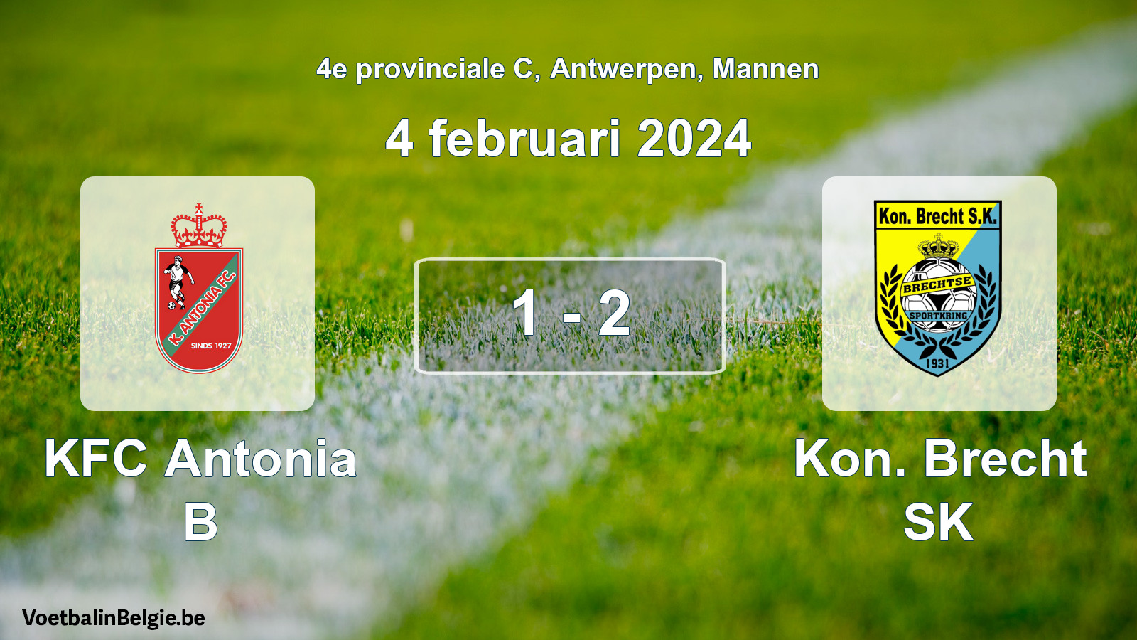 Gespeelde wedstrijd mannenvoetbal: KFC Antonia B - Kon. Brecht SK 1 - 2 (4 februari 2024)