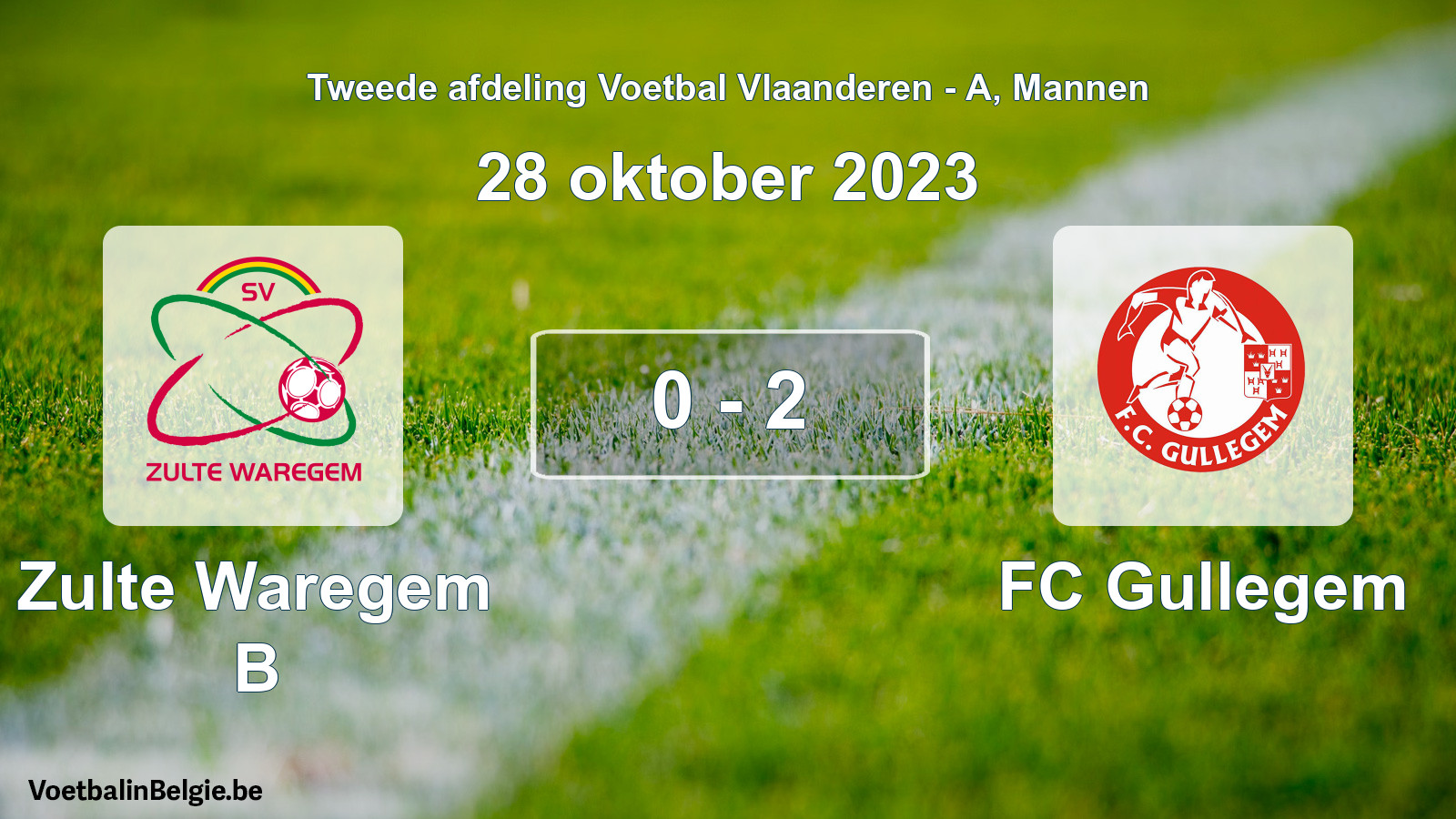 Gespeelde wedstrijd mannenvoetbal: Zulte Waregem B - FC Gullegem 0 - 2 (28 oktober 2023)