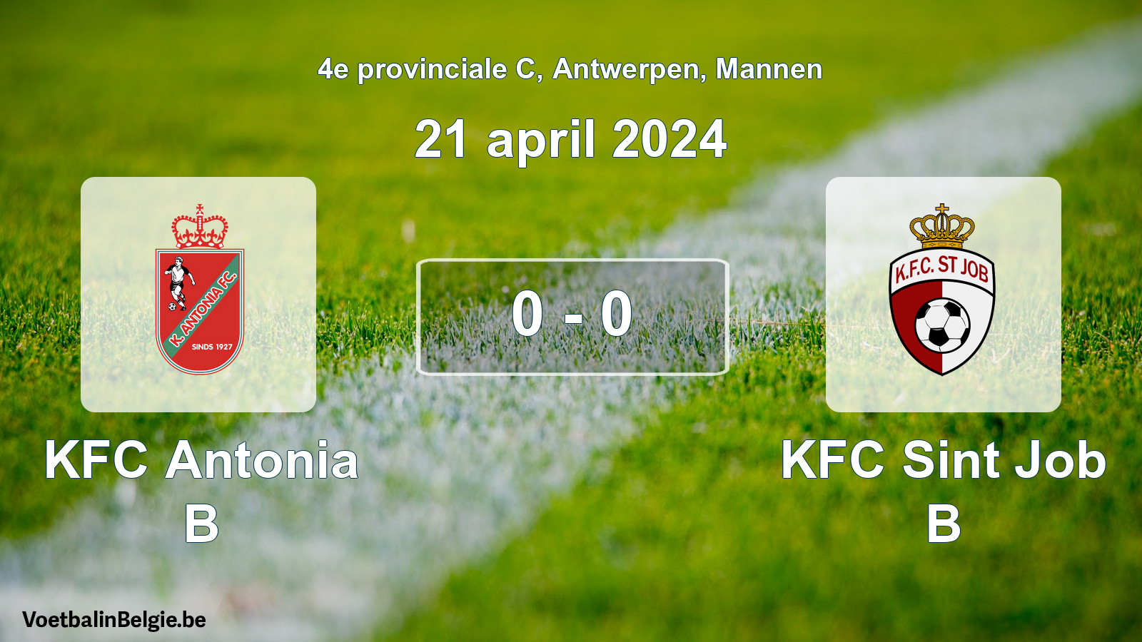 Gespeelde wedstrijd mannenvoetbal: KFC Antonia B - KFC Sint Job B 0 - 0 (21 april 2024)