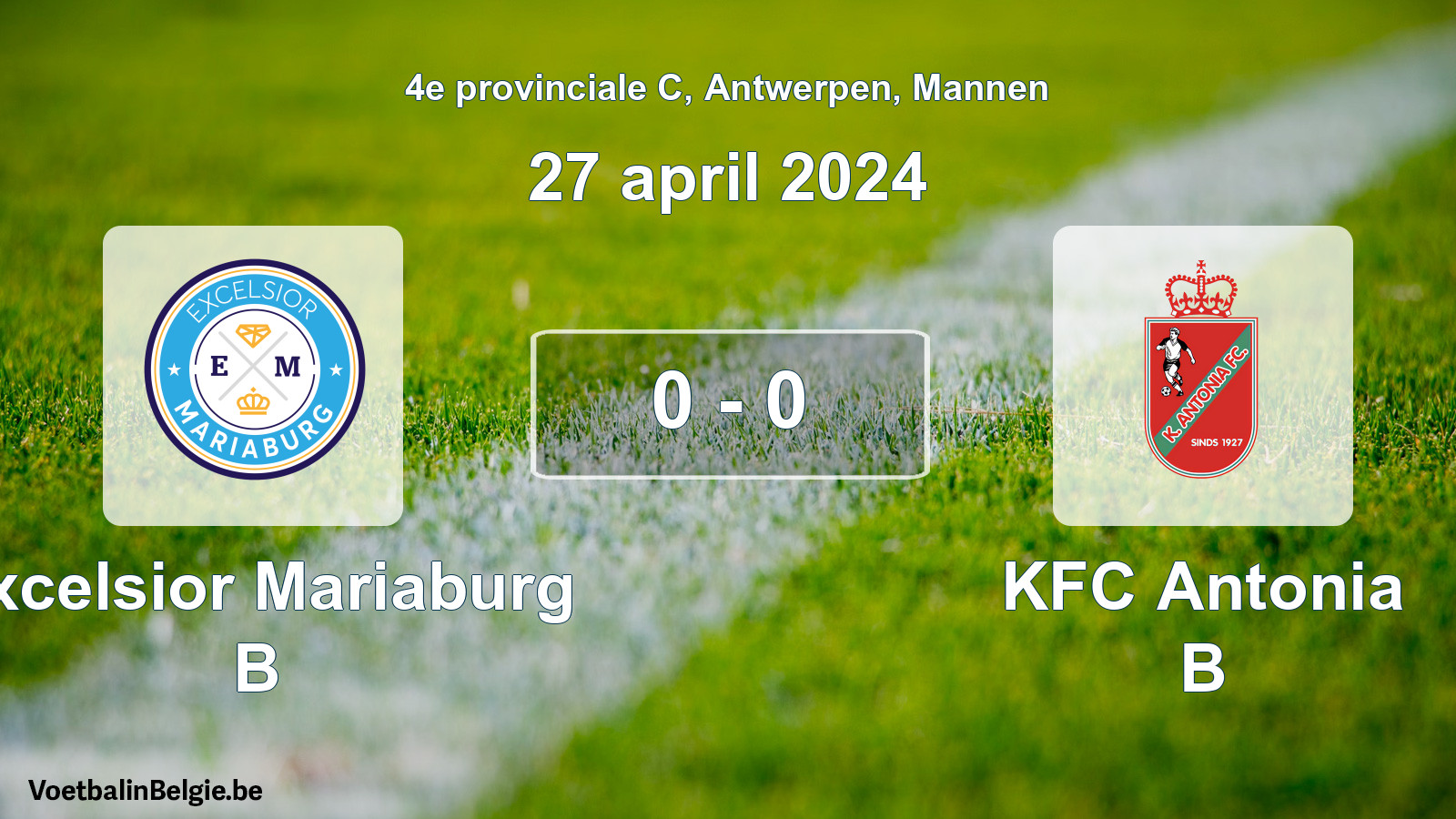 Gespeelde wedstrijd mannenvoetbal: Excelsior Mariaburg B - KFC Antonia B 0 - 0 (27 april 2024)