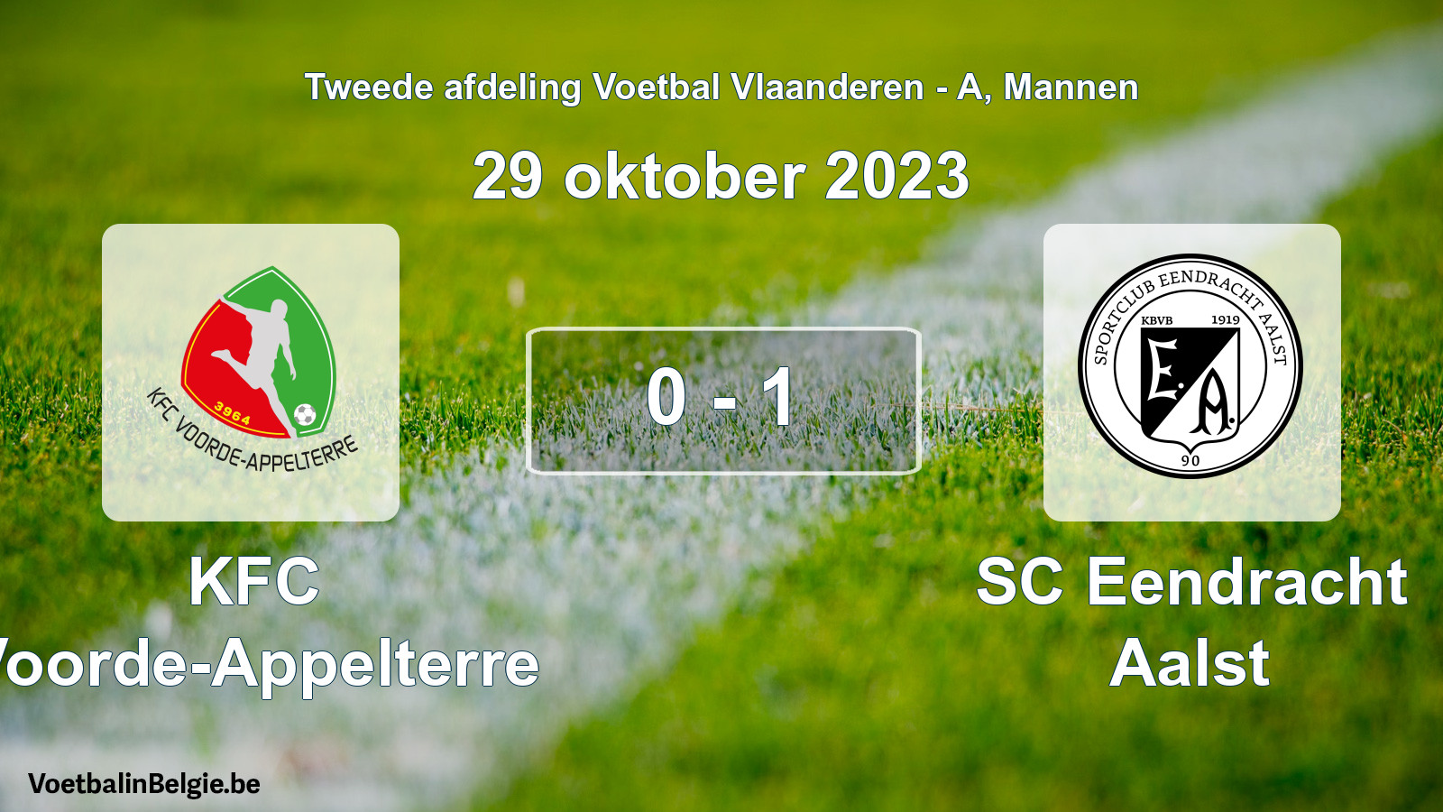 Gespeelde wedstrijd mannenvoetbal: KFC Voorde-Appelterre - SC Eendracht Aalst 0 - 1 (29 oktober 2023)