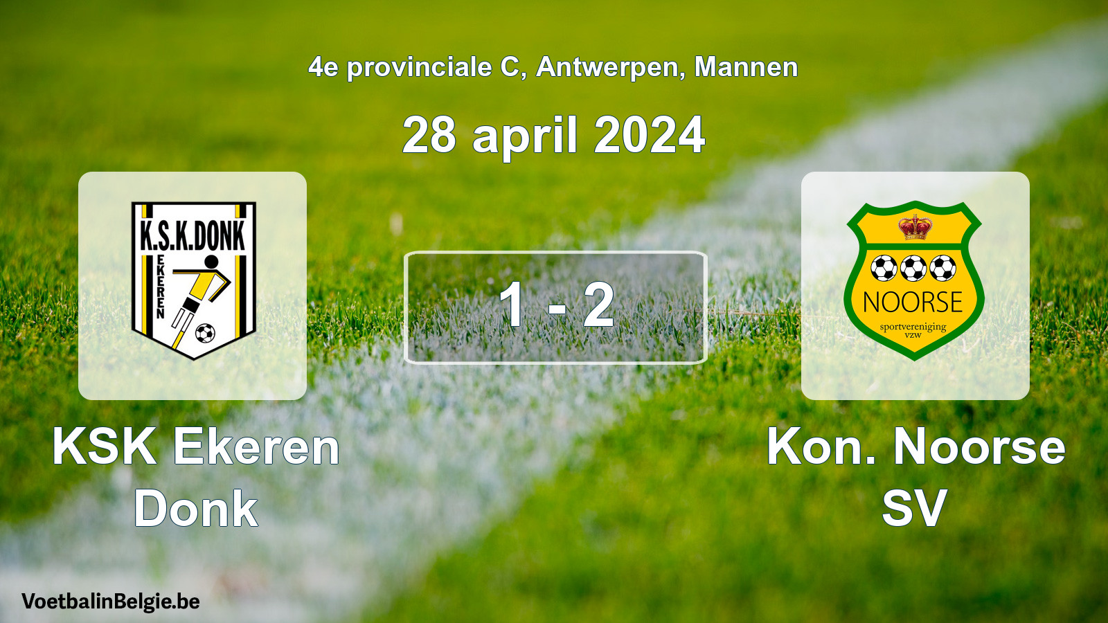 Gespeelde wedstrijd mannenvoetbal: KSK Ekeren Donk - Kon. Noorse SV 1 - 2 (28 april 2024)
