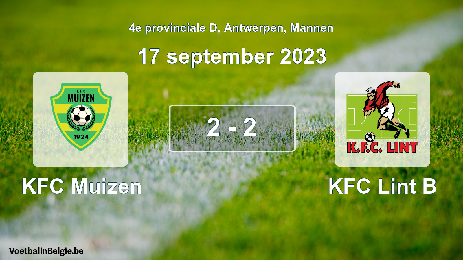 Played match men football: KFC Muizen - KFC Lint B 2 - 2 (17 September 2023)