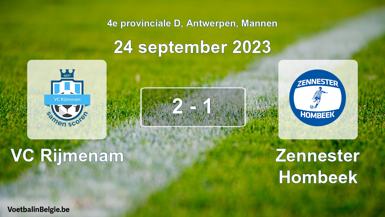 Gespeelde wedstrijd mannenvoetbal: VC Rijmenam - Zennester Hombeek 2 - 1 (24 september 2023)