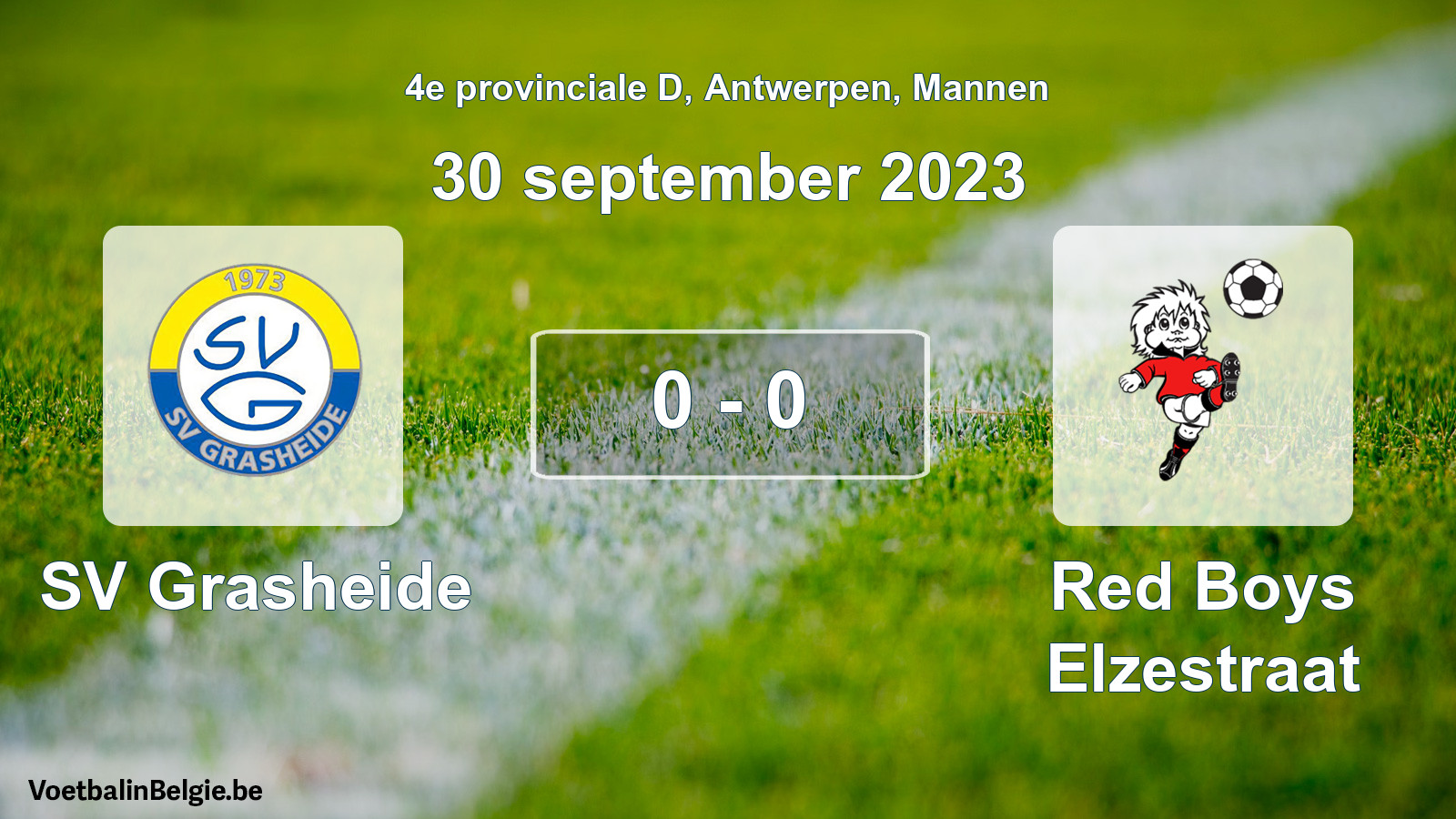 Gespeelde wedstrijd mannenvoetbal: SV Grasheide - Red Boys Elzestraat 0 - 0 (30 september 2023)