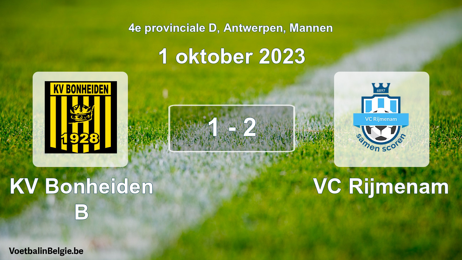Played match men football: KV Bonheiden B - VC Rijmenam 1 - 2 (1 October 2023)