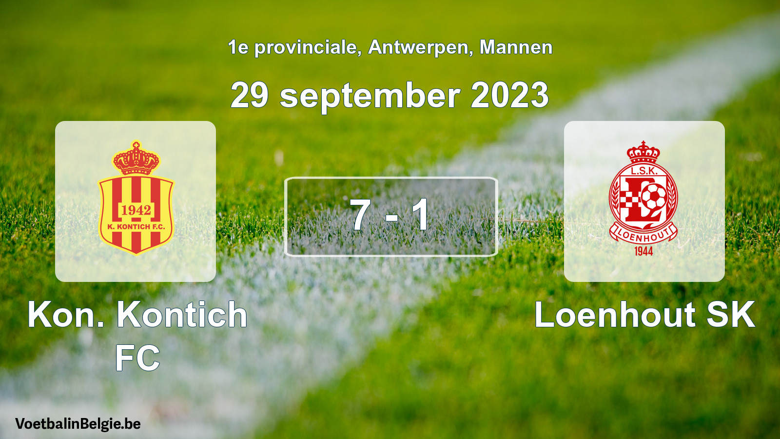 Gespeelde wedstrijd mannenvoetbal: Kon. Kontich FC - Loenhout SK 7 - 1 (29 september 2023)