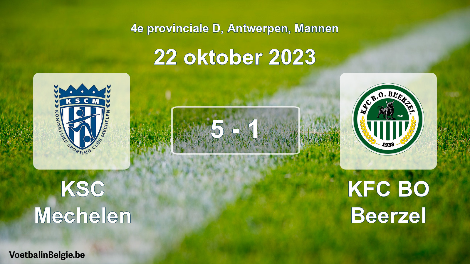 Gespeelde wedstrijd mannenvoetbal: KSC Mechelen - KFC BO Beerzel 5 - 1 (22 oktober 2023)