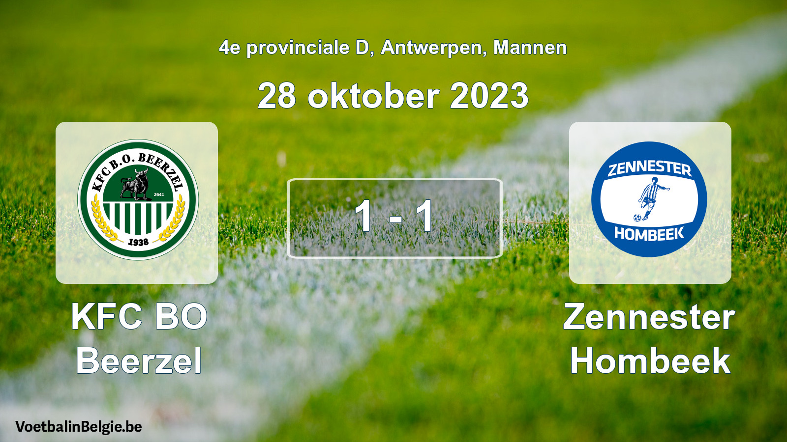 Gespeelde wedstrijd mannenvoetbal: KFC BO Beerzel - Zennester Hombeek 1 - 1 (28 oktober 2023)