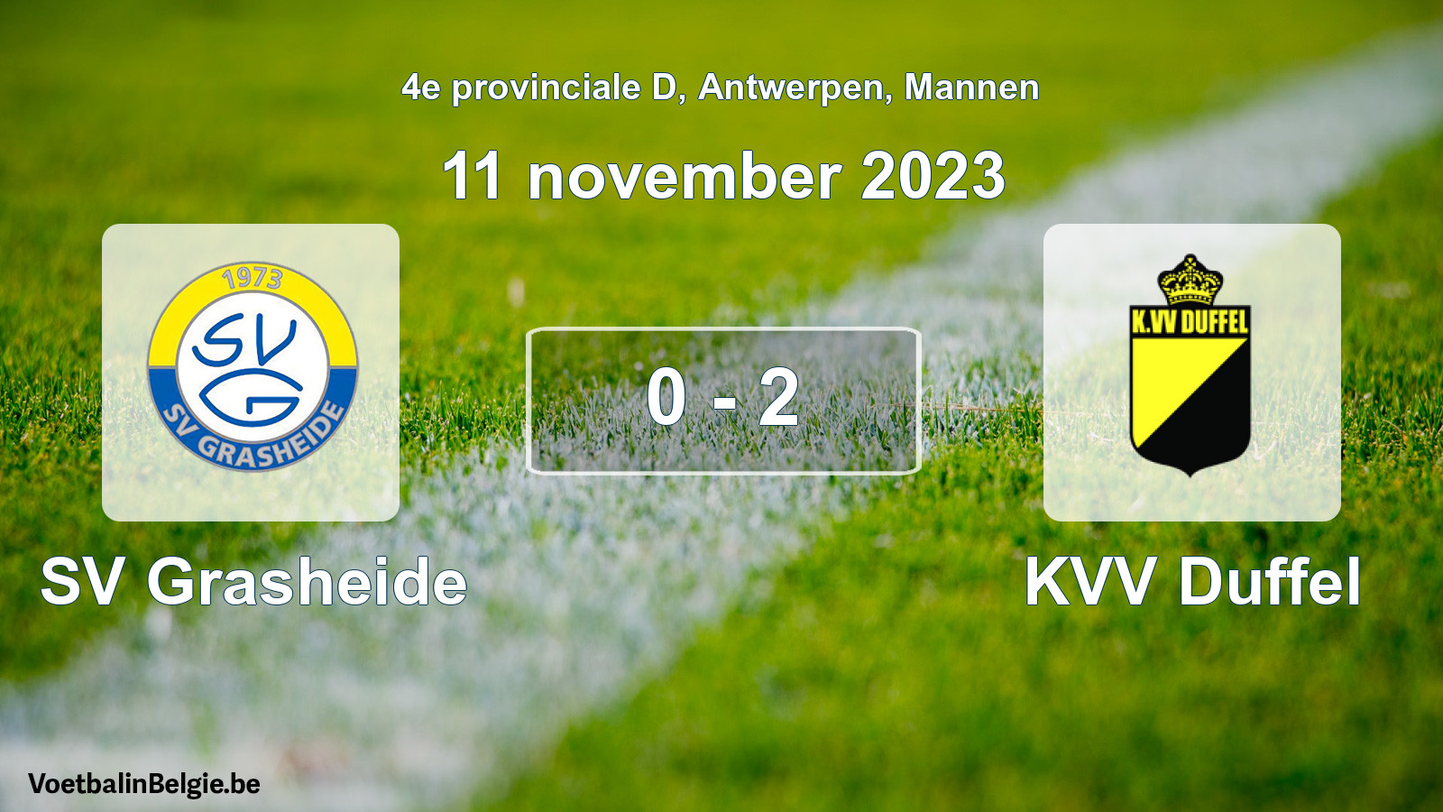 Gespeelde wedstrijd mannenvoetbal: SV Grasheide - KVV Duffel 0 - 2 (11 november 2023)