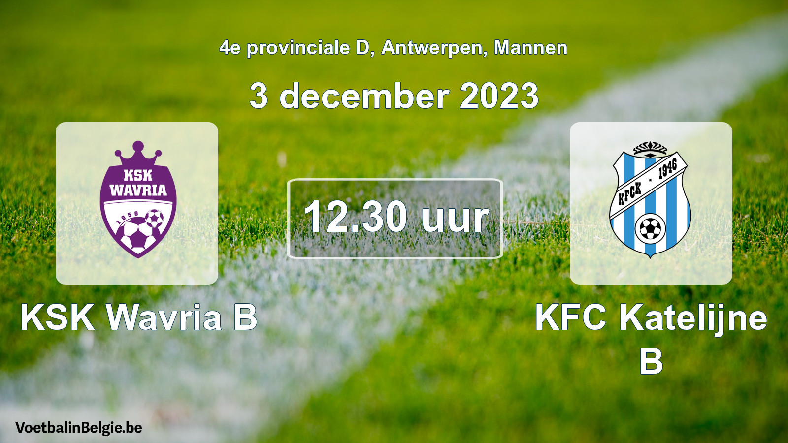 Match prévu football hommes: KSK Wavria B - KFC Katelijne B (3 décembre 2023)