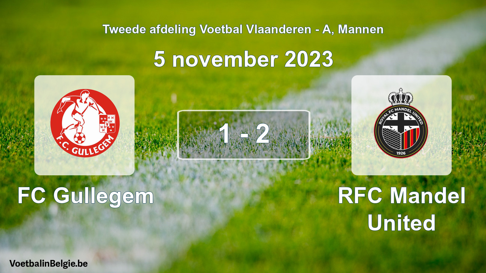 Gespeelde wedstrijd mannenvoetbal: FC Gullegem - RFC Mandel United 1 - 2 (5 november 2023)