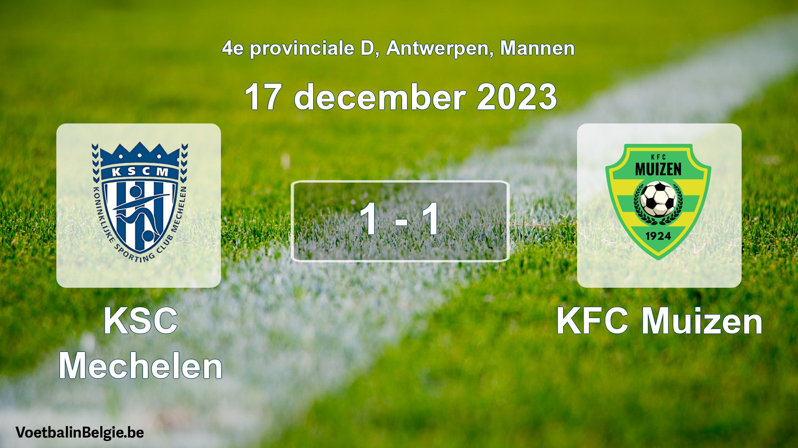 Gespeelde wedstrijd mannenvoetbal: KSC Mechelen - KFC Muizen 1 - 1 (17 december 2023)