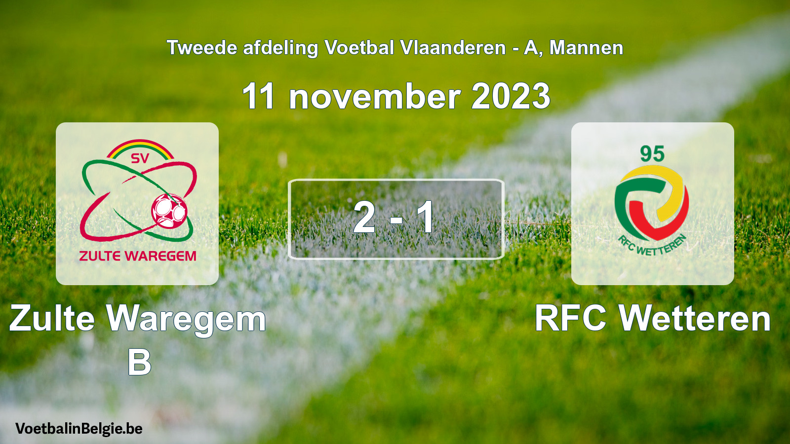 Gespeelde wedstrijd mannenvoetbal: Zulte Waregem B - RFC Wetteren 2 - 1 (11 november 2023)