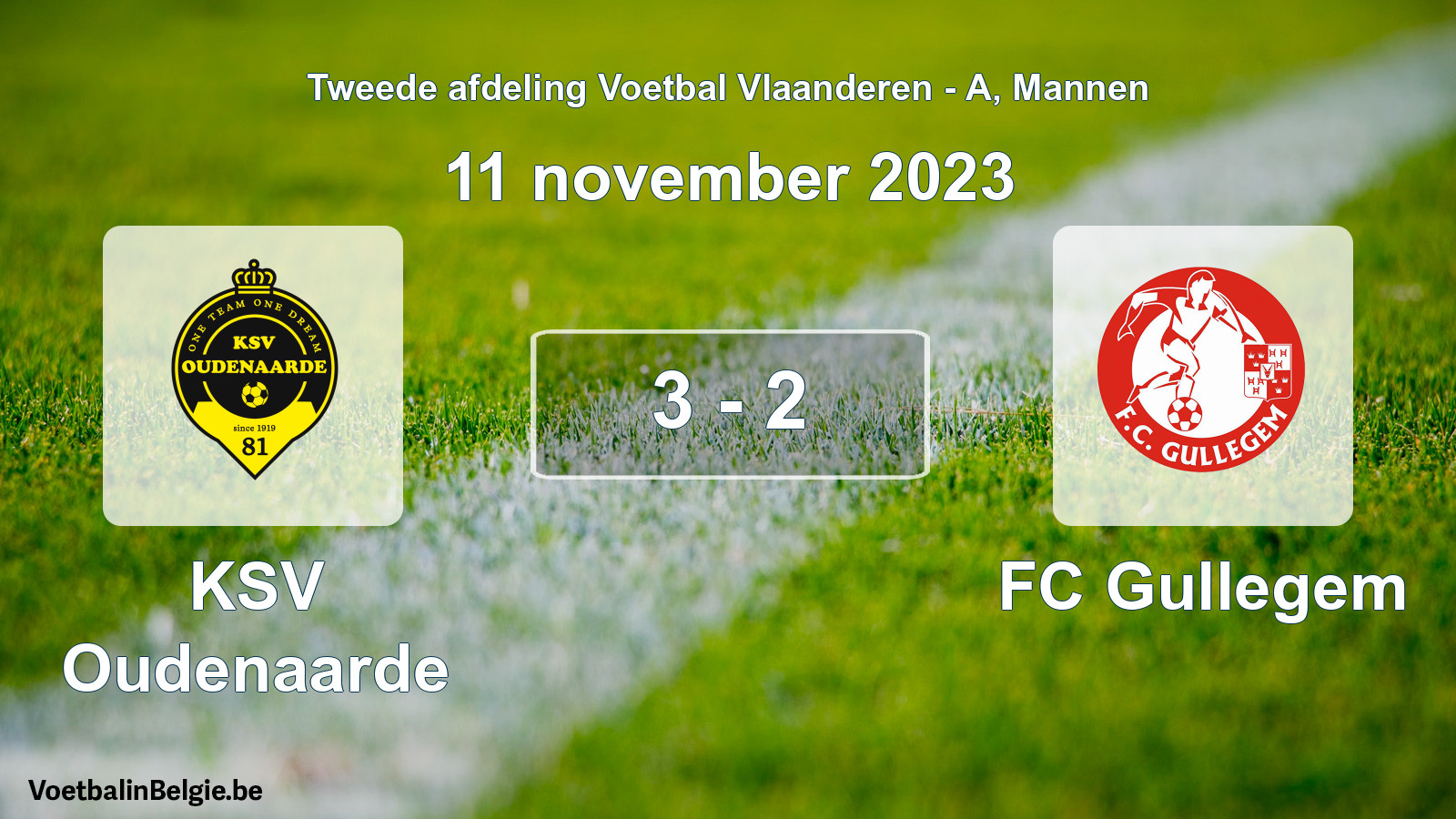 Gespeelde wedstrijd mannenvoetbal: KSV Oudenaarde - FC Gullegem 3 - 2 (11 november 2023)