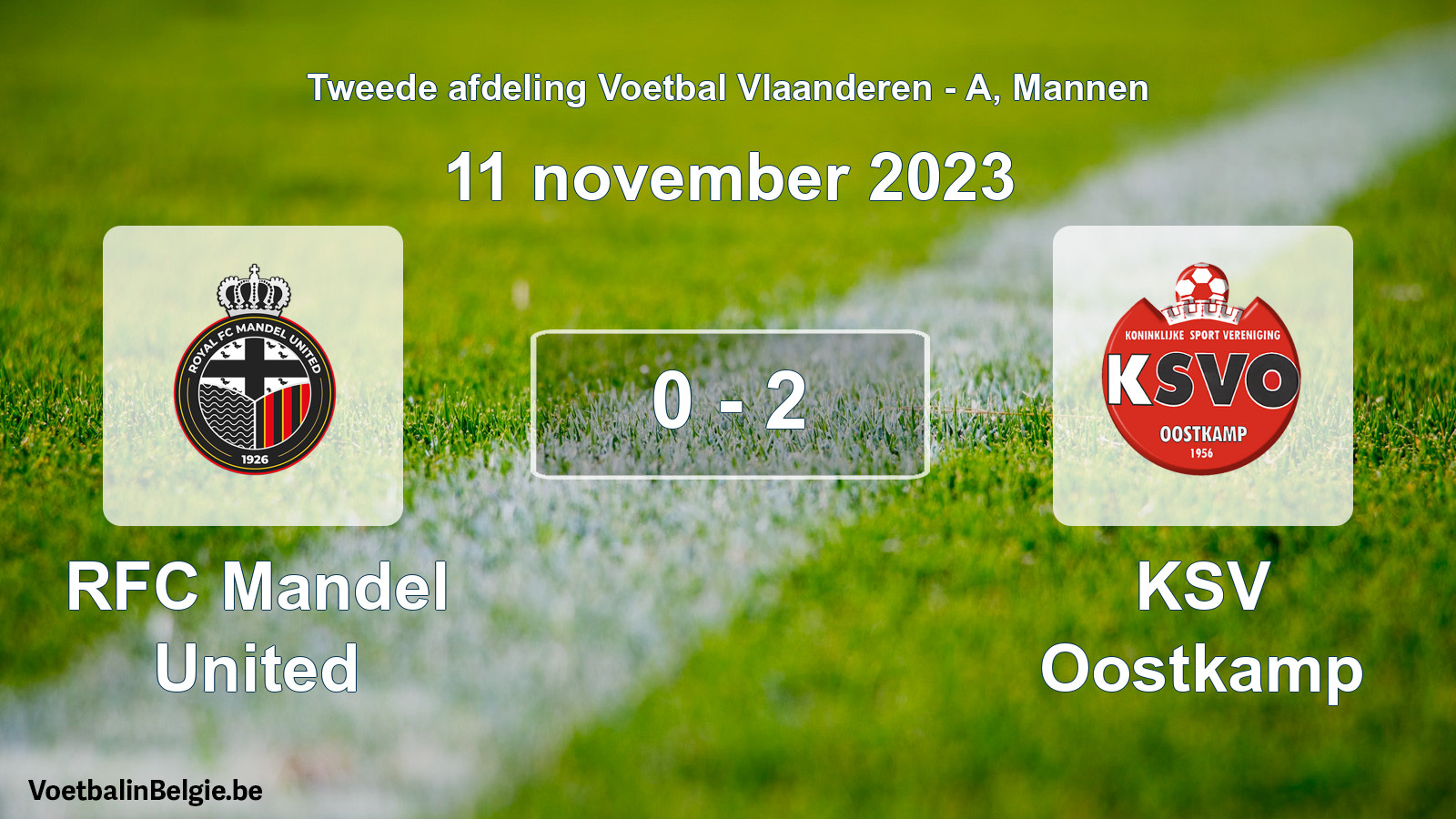Gespeelde wedstrijd mannenvoetbal: RFC Mandel United - KSV Oostkamp 0 - 2 (11 november 2023)