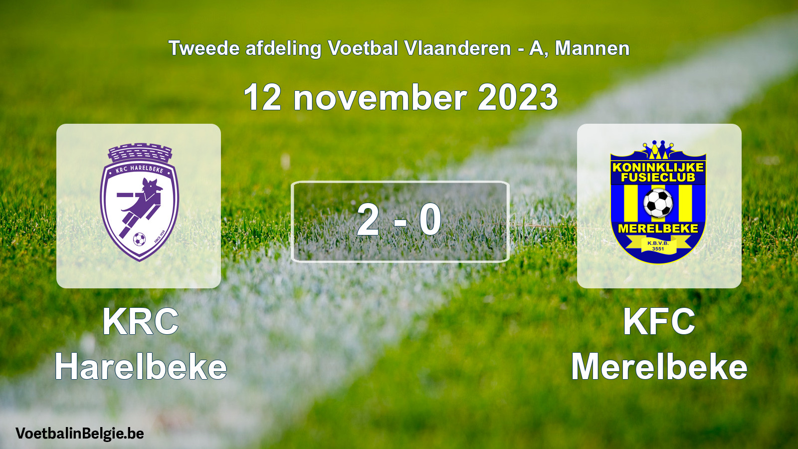 Gespeelde wedstrijd mannenvoetbal: KRC Harelbeke - KFC Merelbeke 2 - 0 (12 november 2023)