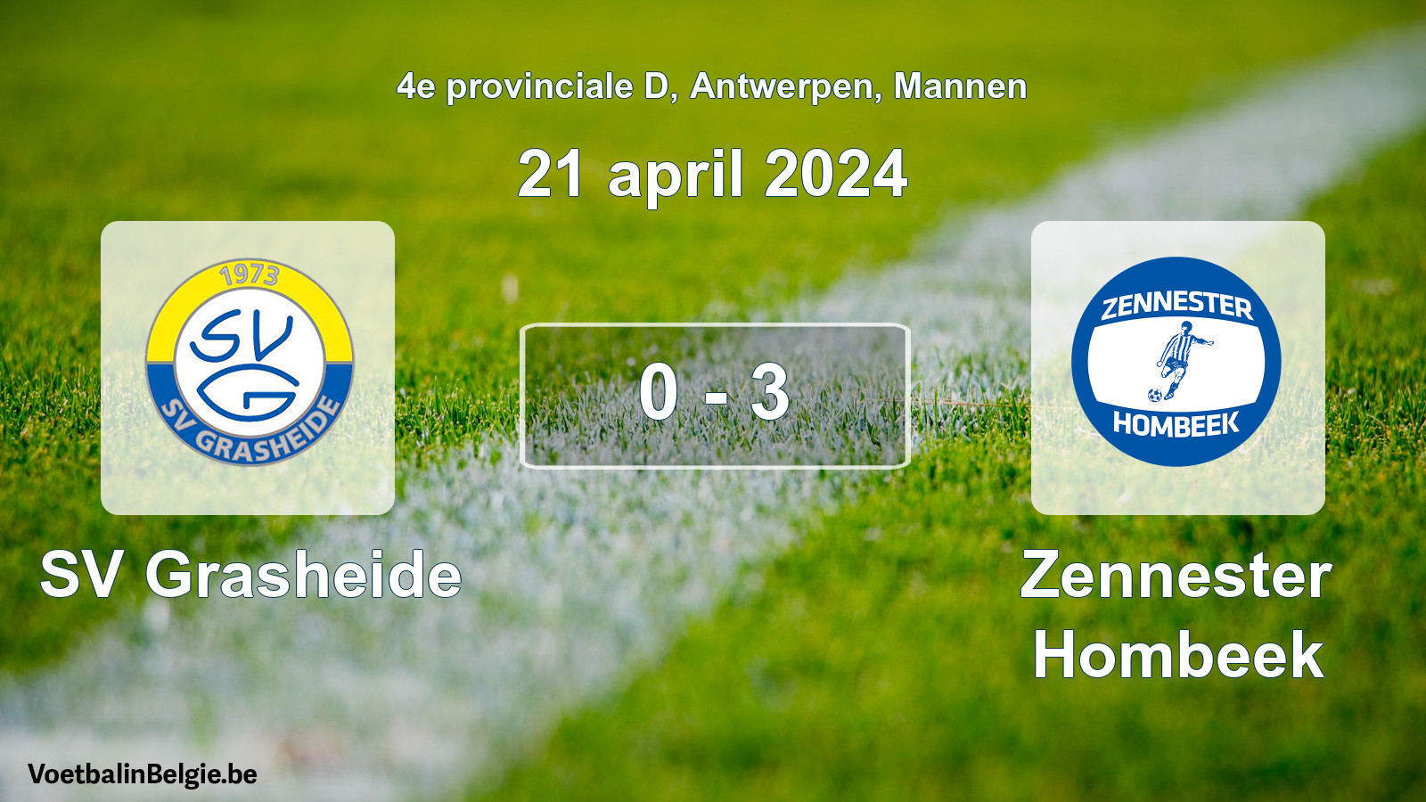 Gespeelde wedstrijd mannenvoetbal: SV Grasheide - Zennester Hombeek 0 - 3 (21 april 2024)