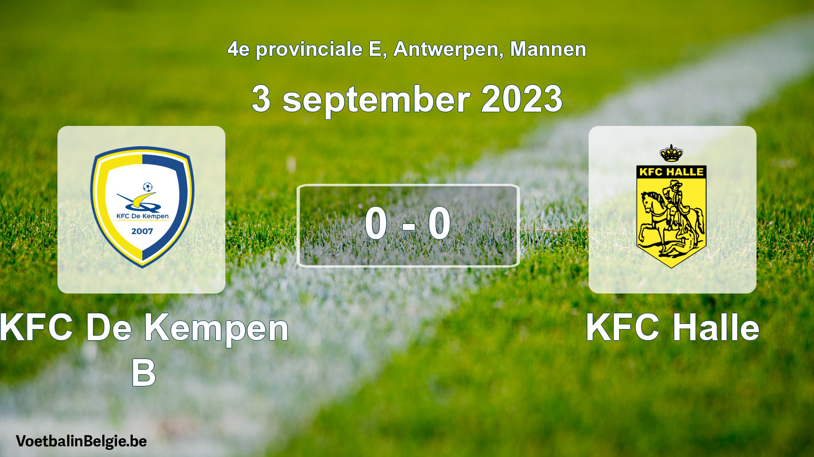 Gespeelde wedstrijd mannenvoetbal: KFC De Kempen B - KFC Halle 0 - 0 (3 september 2023)