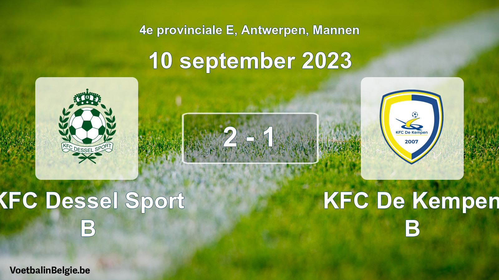 Gespeelde wedstrijd mannenvoetbal: KFC Dessel Sport B - KFC De Kempen B 2 - 1 (10 september 2023)