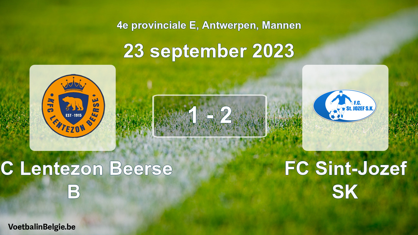 Gespeelde wedstrijd mannenvoetbal: KFC Lentezon Beerse B - FC Sint-Jozef SK 1 - 2 (23 september 2023)