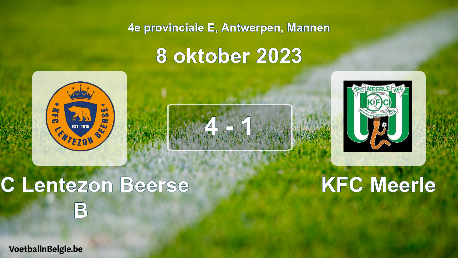 Gespeelde wedstrijd mannenvoetbal: KFC Lentezon Beerse B - KFC Meerle 4 - 1 (8 oktober 2023)