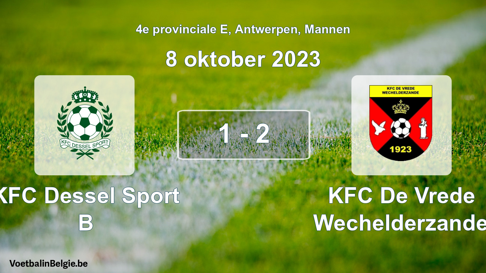 Gespeelde wedstrijd mannenvoetbal: KFC Dessel Sport B - KFC De Vrede Wechelderzande 1 - 2 (8 oktober 2023)