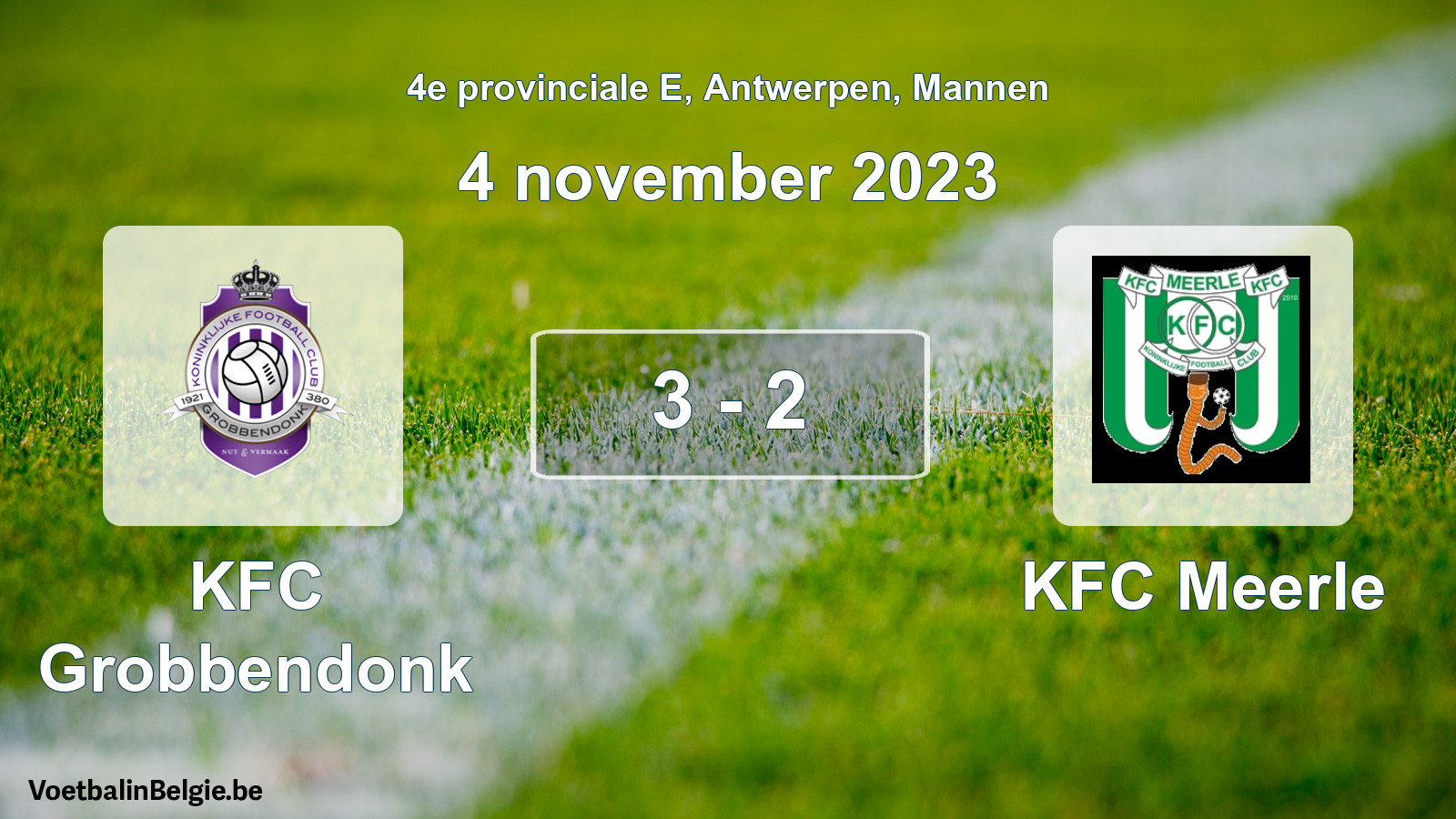 Gespeelde wedstrijd mannenvoetbal: KFC Grobbendonk - KFC Meerle 3 - 2 (4 november 2023)