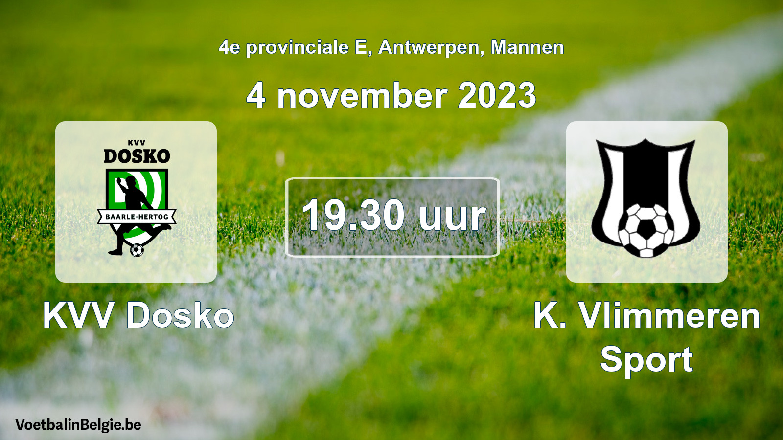 Geplantes Spiel männer-Fußball: KVV Dosko - K. Vlimmeren Sport (4 November 2023)