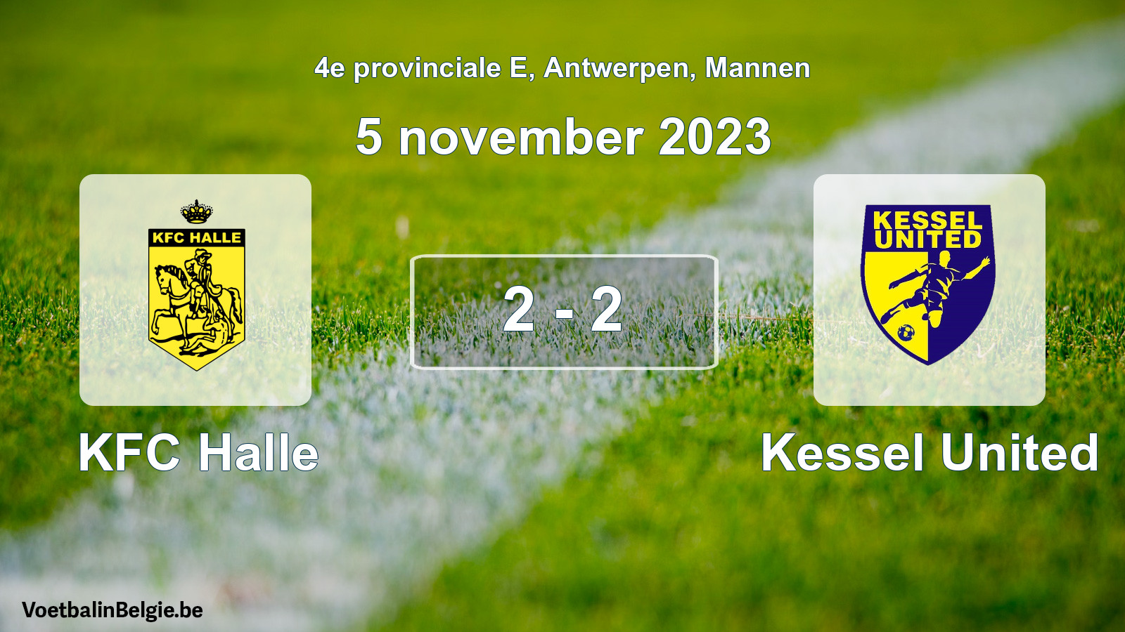 Gespeelde wedstrijd mannenvoetbal: KFC Halle - Kessel United 2 - 2 (5 november 2023)