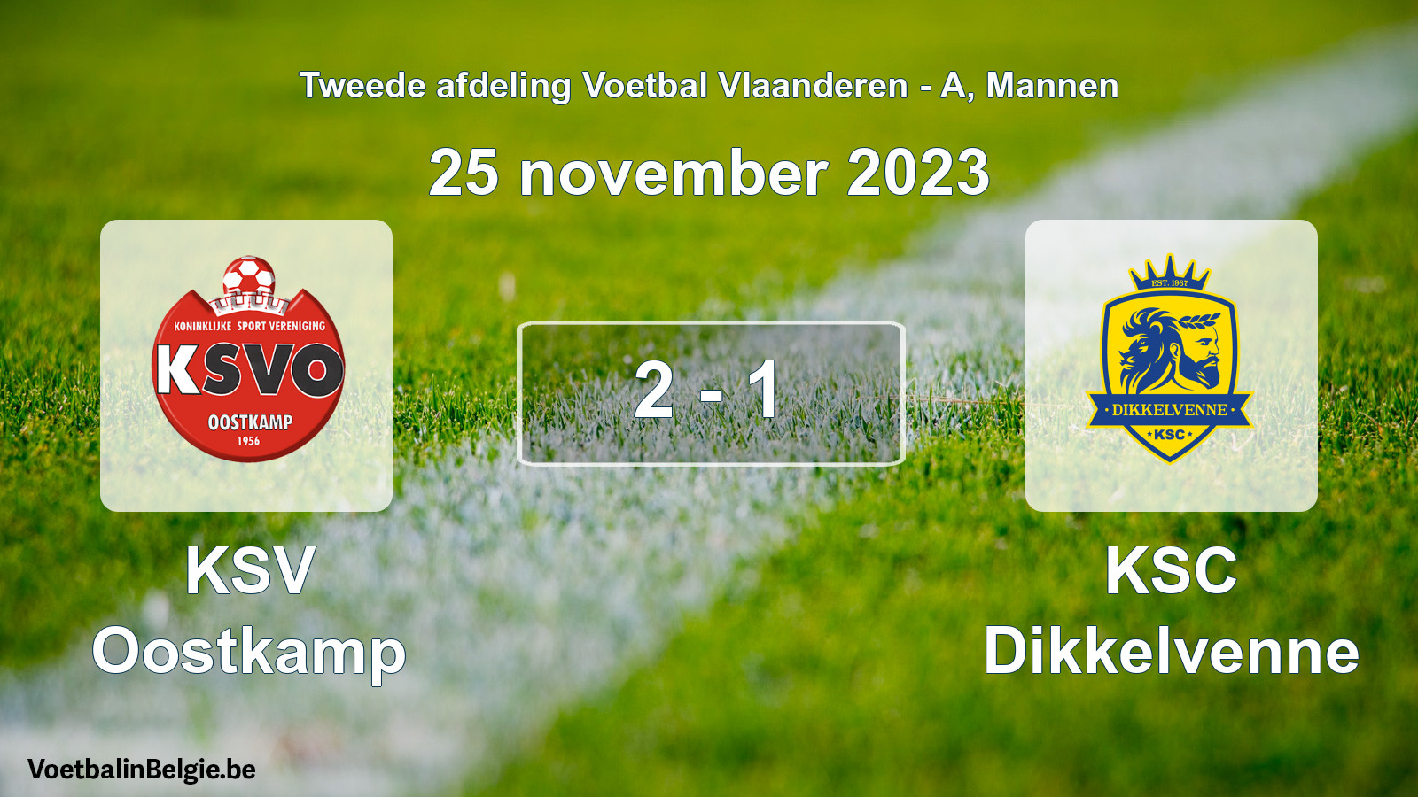 Gespeelde wedstrijd mannenvoetbal: KSV Oostkamp - KSC Dikkelvenne 2 - 1 (25 november 2023)