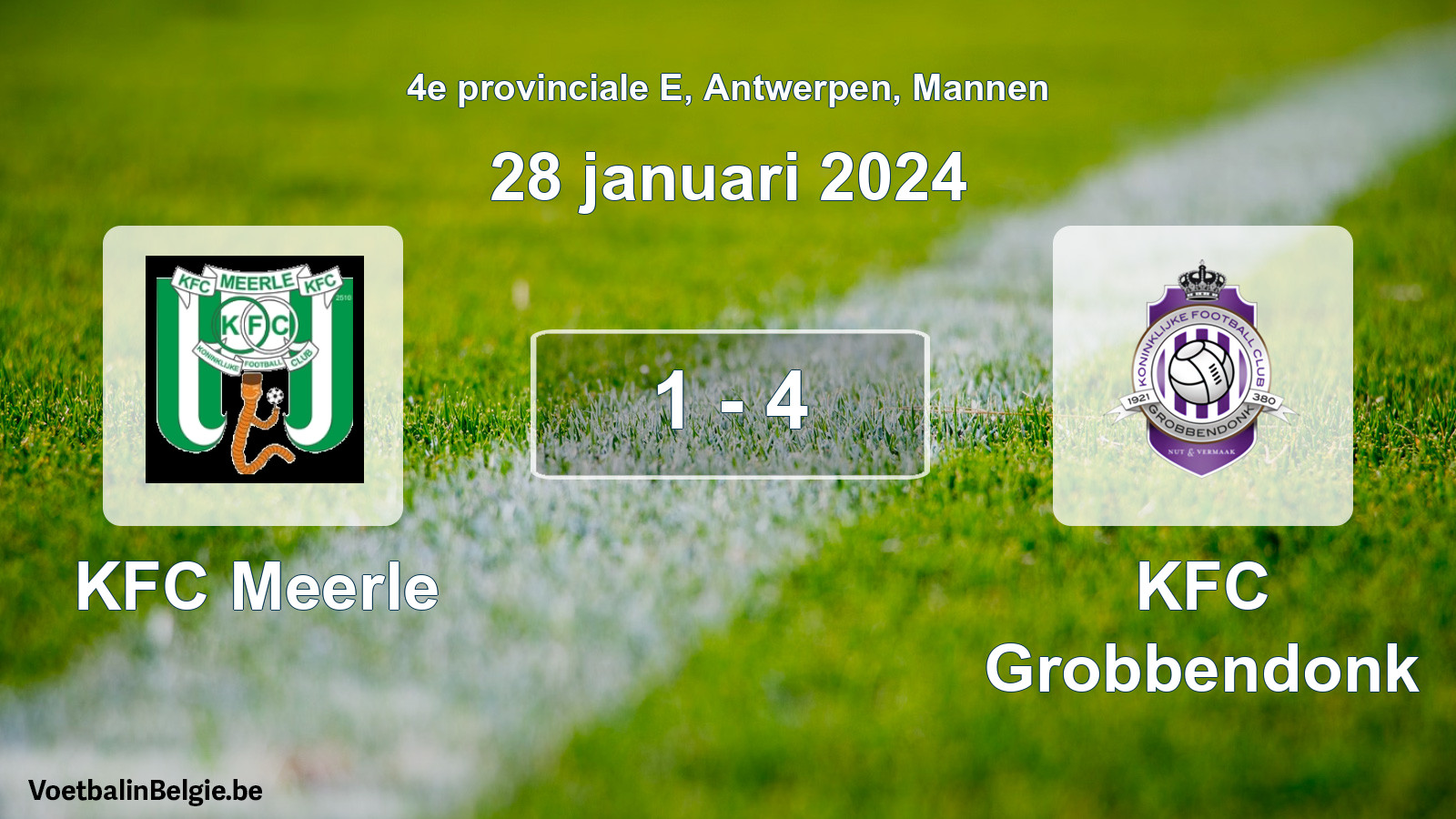 Gespeelde wedstrijd mannenvoetbal: KFC Meerle - KFC Grobbendonk 1 - 4 (28 januari 2024)