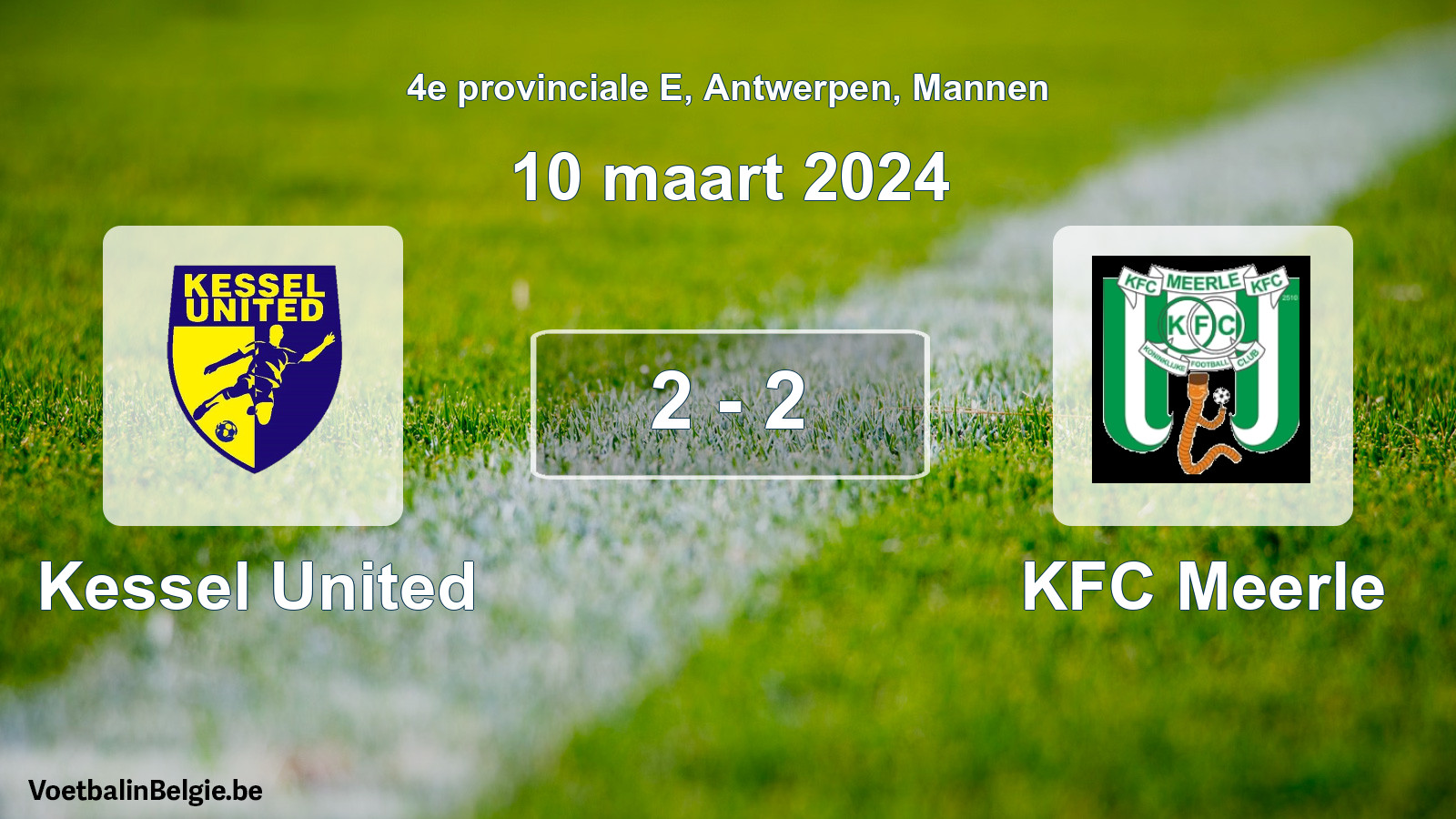 Gespeelde wedstrijd mannenvoetbal: Kessel United - KFC Meerle 2 - 2 (10 maart 2024)