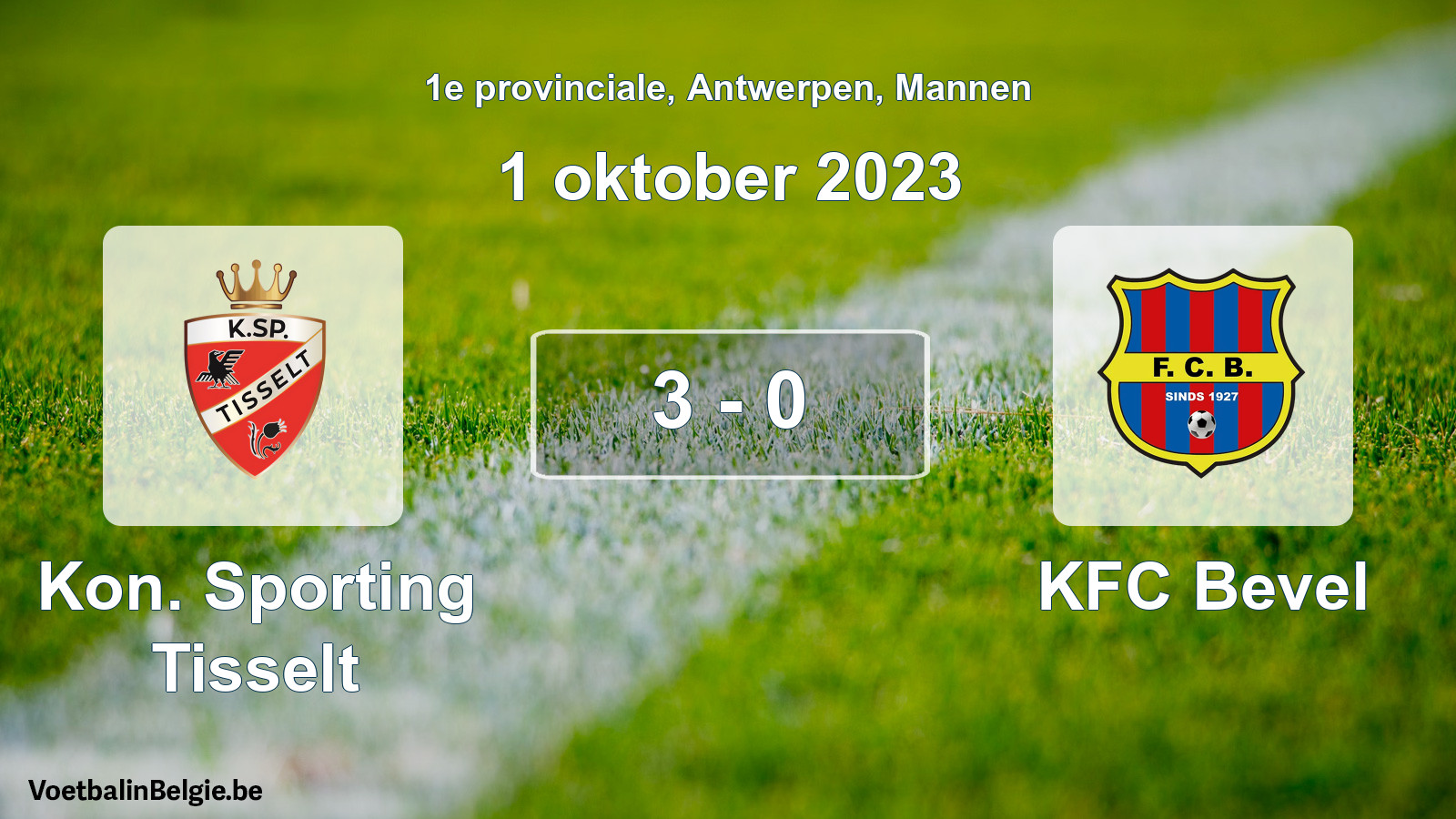 Gespeelde wedstrijd mannenvoetbal: Kon. Sporting Tisselt - KFC Bevel 3 - 0 (1 oktober 2023)
