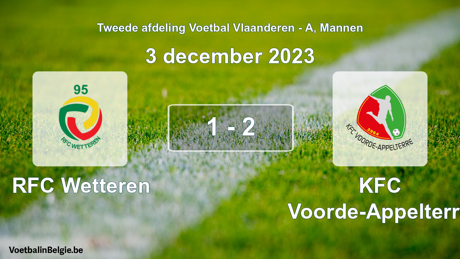 Gespeelde wedstrijd mannenvoetbal: RFC Wetteren - KFC Voorde-Appelterre 1 - 2 (3 december 2023)