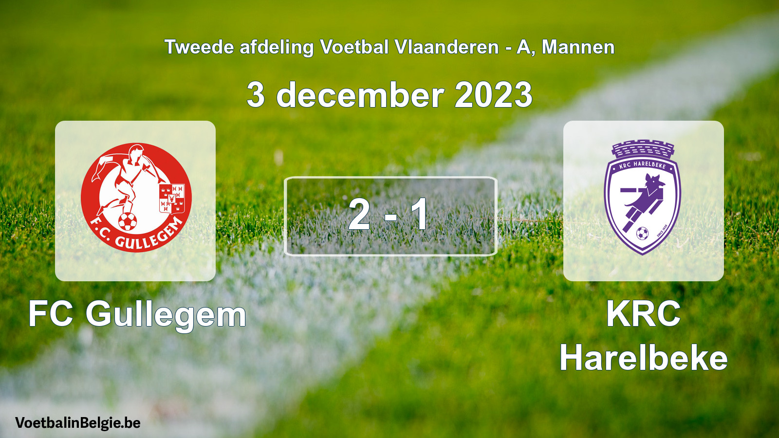 Gespeelde wedstrijd mannenvoetbal: FC Gullegem - KRC Harelbeke 2 - 1 (3 december 2023)