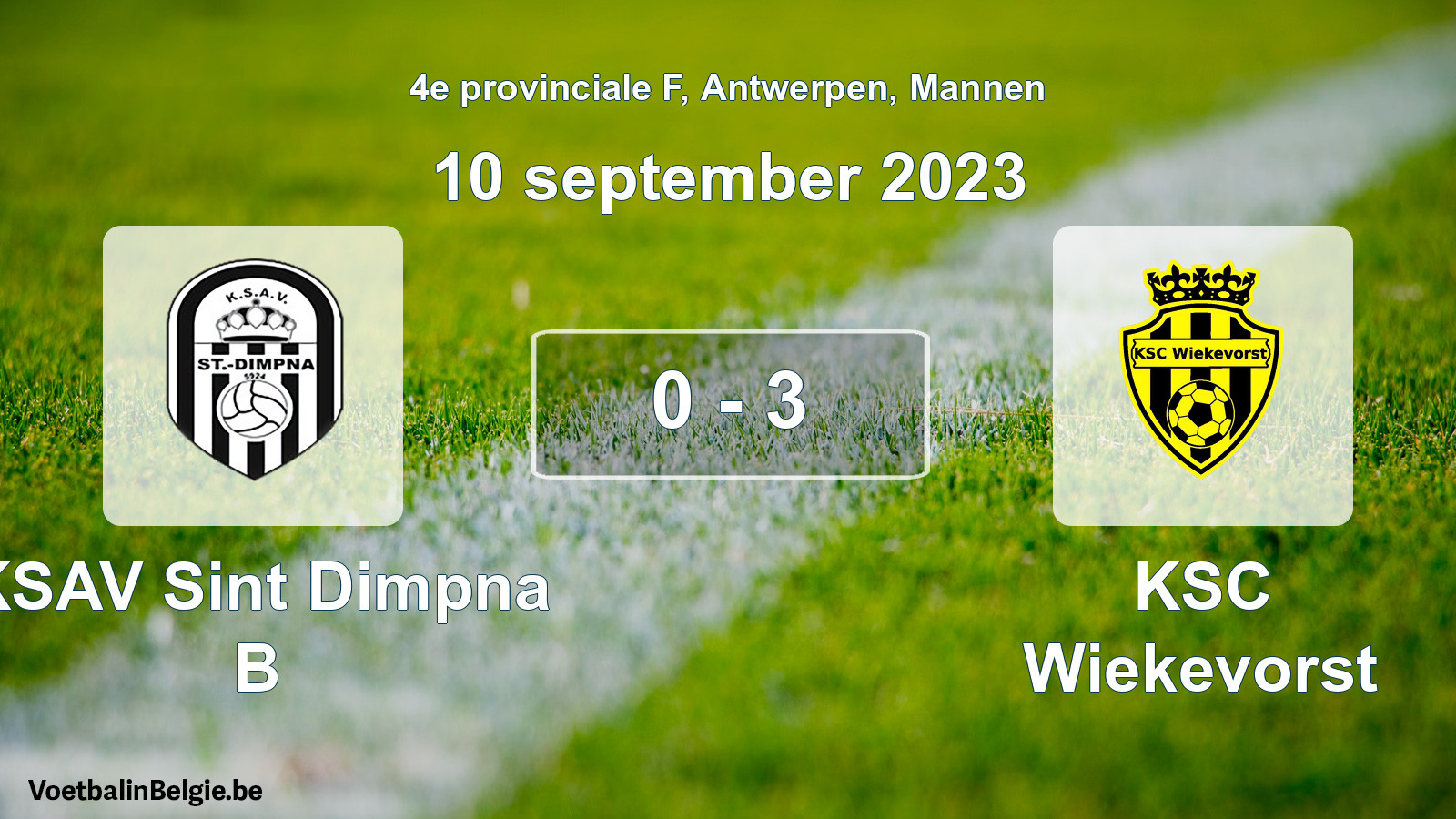 Gespeelde wedstrijd mannenvoetbal: KSAV Sint Dimpna B - KSC Wiekevorst 0 - 3 (10 september 2023)