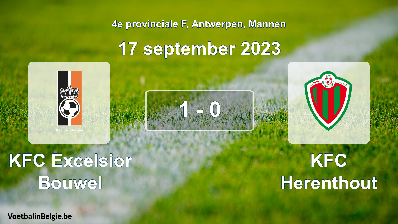 Gespeelde wedstrijd mannenvoetbal: KFC Excelsior Bouwel - KFC Herenthout 1 - 0 (17 september 2023)