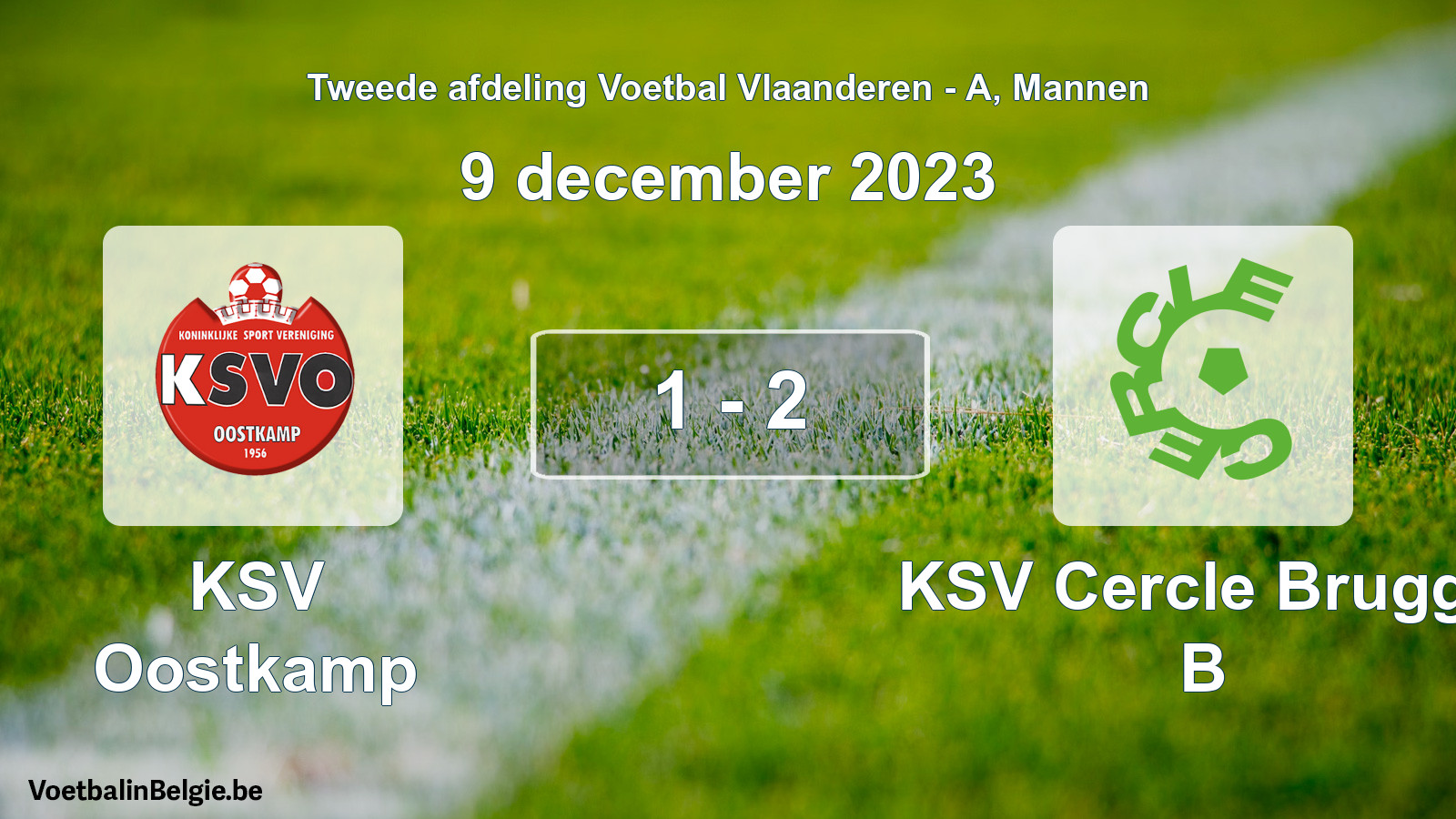 Gespeelde wedstrijd mannenvoetbal: KSV Oostkamp - KSV Cercle Brugge B 1 - 2 (9 december 2023)