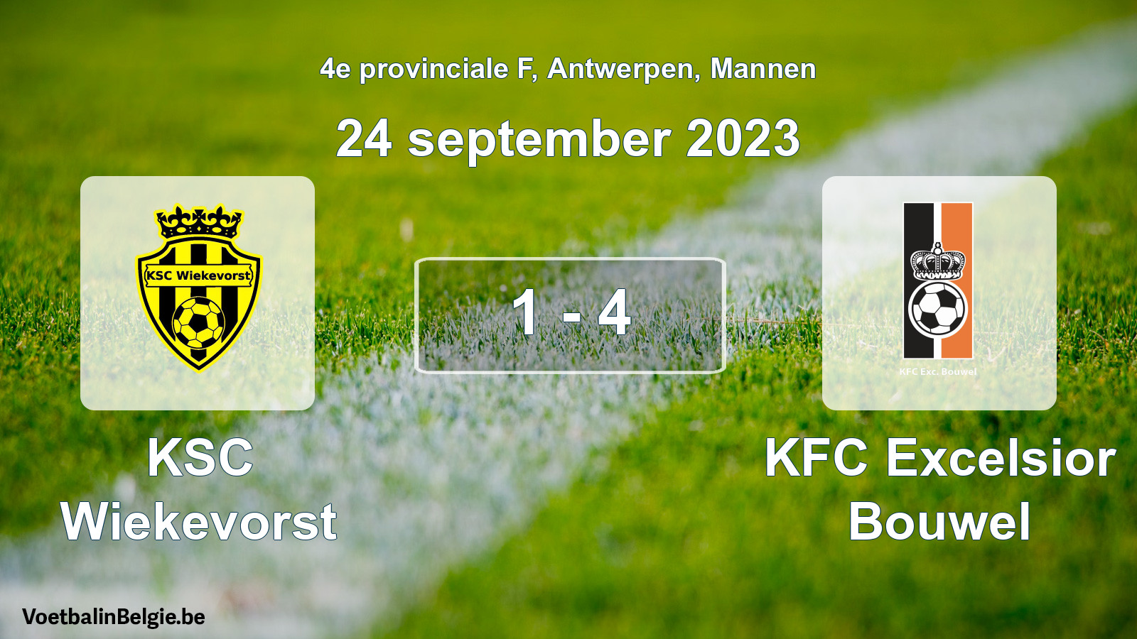 Gespeelde wedstrijd mannenvoetbal: KSC Wiekevorst - KFC Excelsior Bouwel 1 - 4 (24 september 2023)